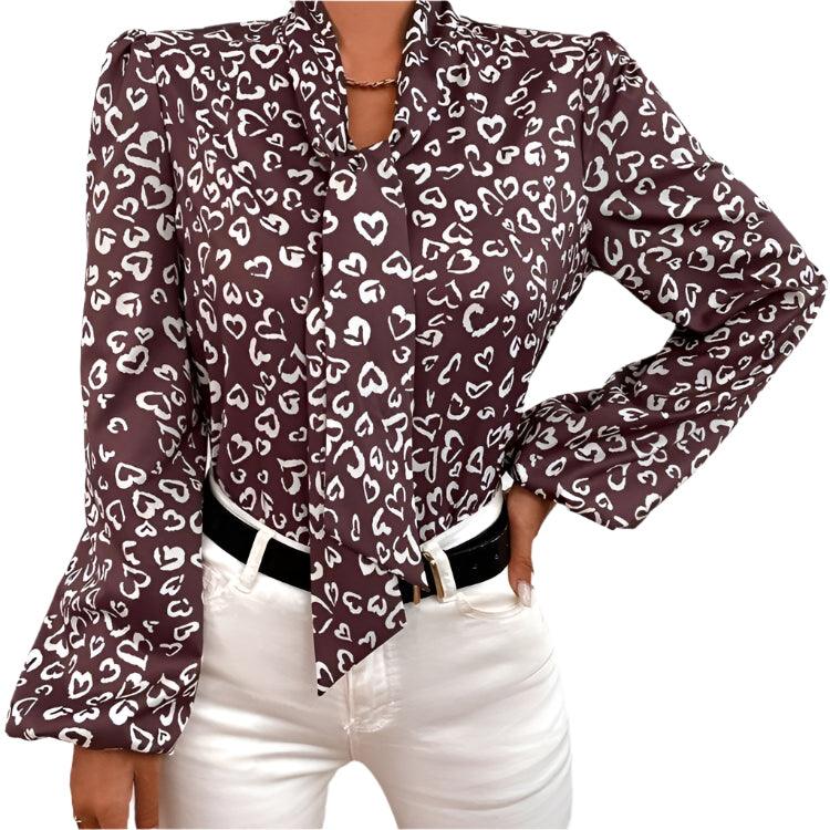 Long Sleeve Casual Lace Up Blouse - runwayfashionista.com