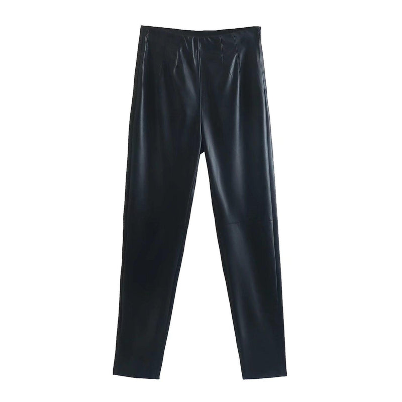 Faux Leather High Waist Pants - runwayfashionista.com