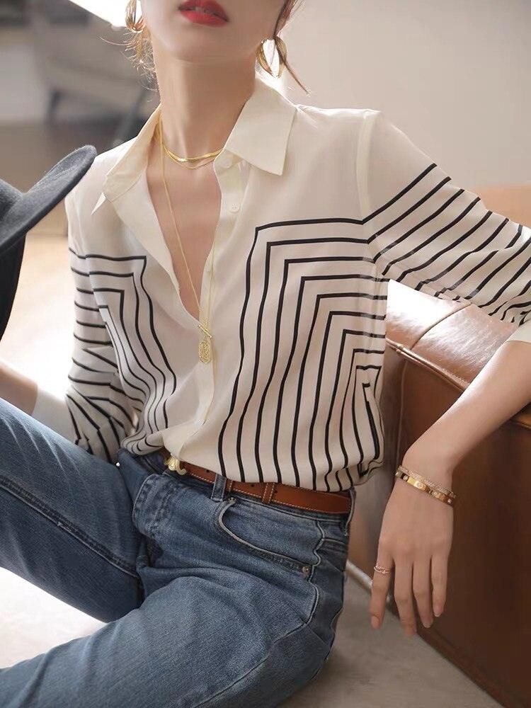 Loose Shirt Single Breasted Turn Down Collar - runwayfashionista.com