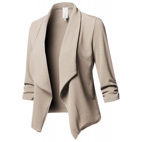 Long Sleeve Asymmetrical Casual Blazers - runwayfashionista.com