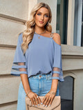 Casual Solid Metal Button One Shoulder Blouse - runwayfashionista.com