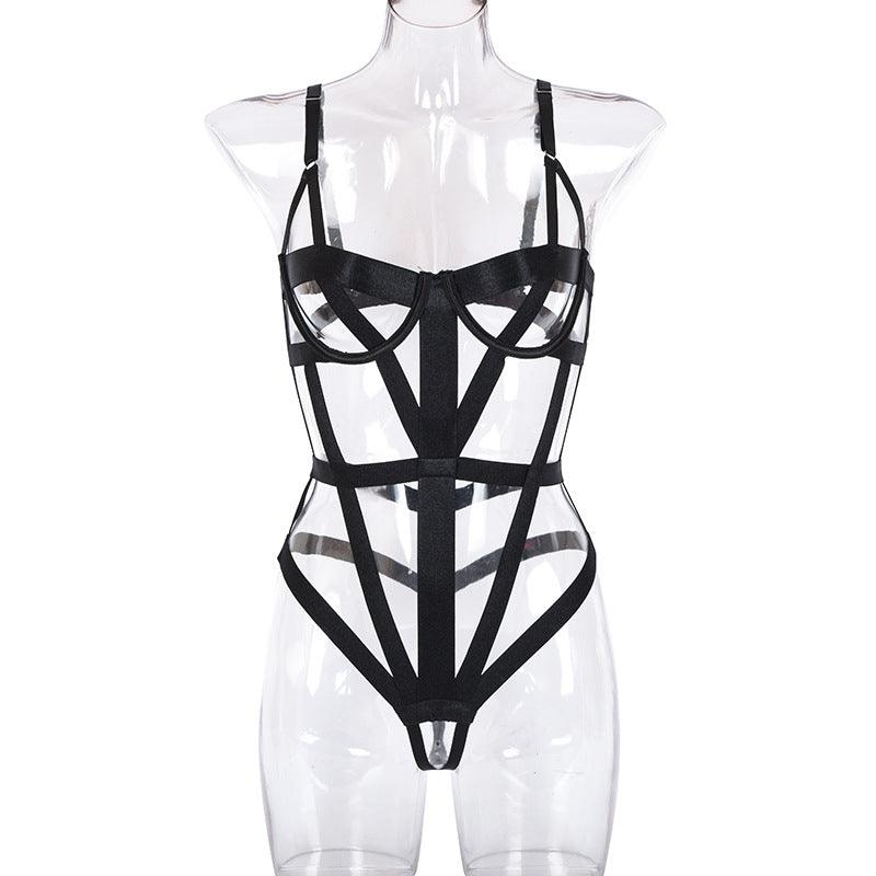 Bandage Cross Underwear Bodysuit - runwayfashionista.com