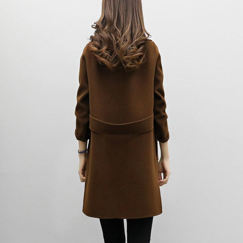 Two Breasted Long Sleeve Loose Coat - runwayfashionista.com