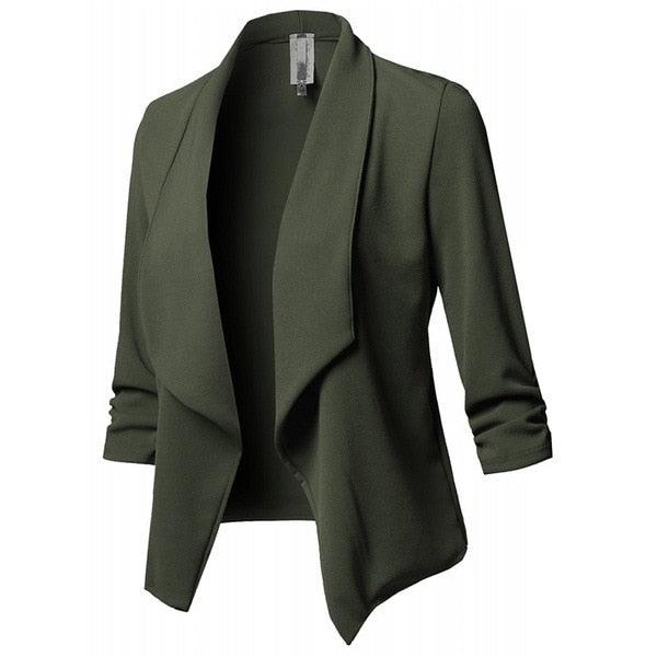 Long Sleeve Asymmetrical Casual Blazers - runwayfashionista.com