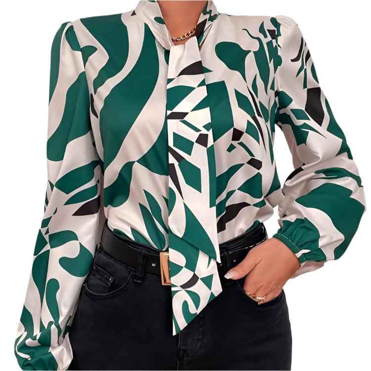 Long Sleeve Casual Lace Up Blouse - runwayfashionista.com