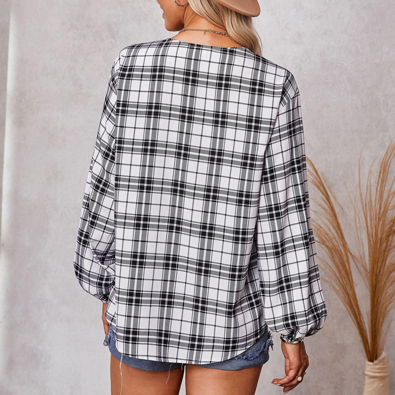 Plaid Round Neck Shirt - runwayfashionista.com