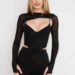 Long Sleeve Navel Short T-Shirt - runwayfashionista.com