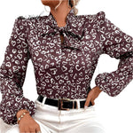 Long Sleeve Casual Lace Up Blouse - runwayfashionista.com