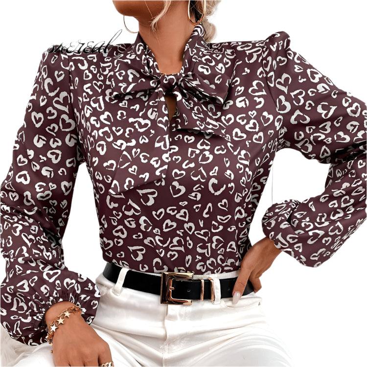 Long Sleeve Casual Lace Up Blouse - runwayfashionista.com