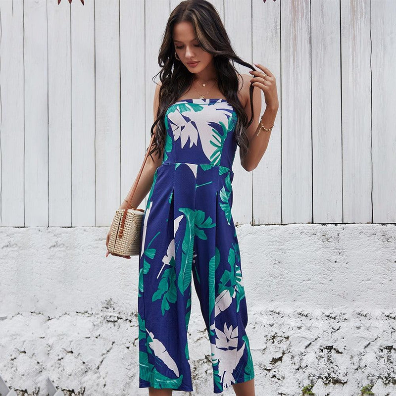 Chest Wrapped Digital Printed Jumpsuit - runwayfashionista.com