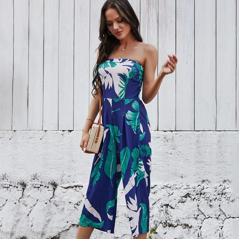 Chest Wrapped Digital Printed Jumpsuit - runwayfashionista.com