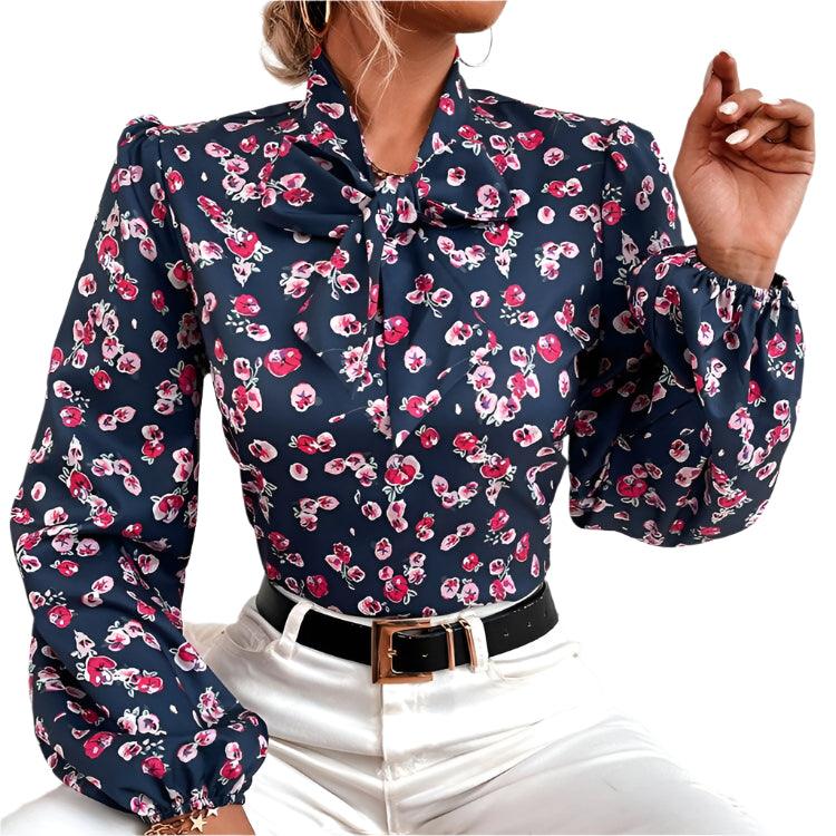 Long Sleeve Casual Lace Up Blouse - runwayfashionista.com