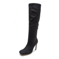 Knee Length Thin Heel High Root Cavalry Boots - runwayfashionista.com