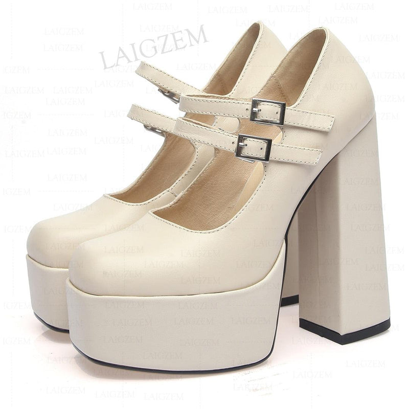 Fashion Buckle Super High Heels - runwayfashionista.com