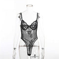 Floral Embroidery Hollow Out Lace Bodysuit - runwayfashionista.com