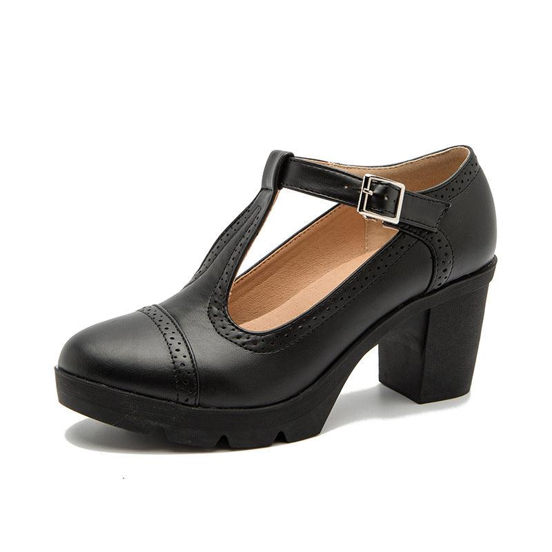 Thick High Heel Work Shoes - runwayfashionista.com