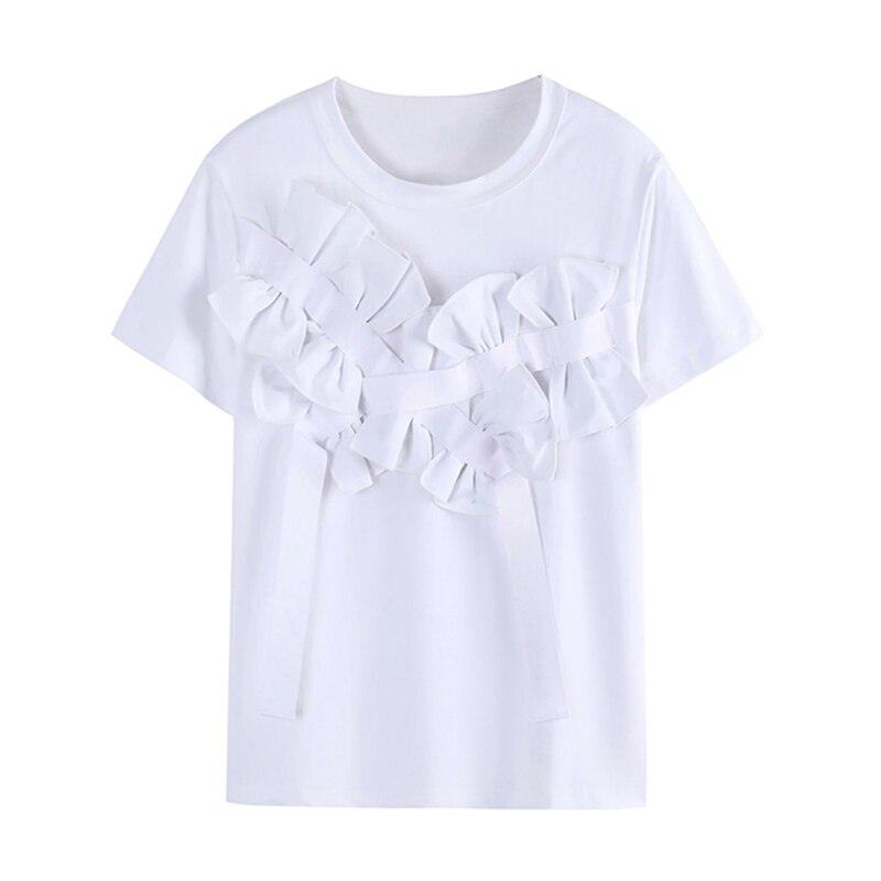 Three-Dimensional Bow Decoration T-Shirt - runwayfashionista.com