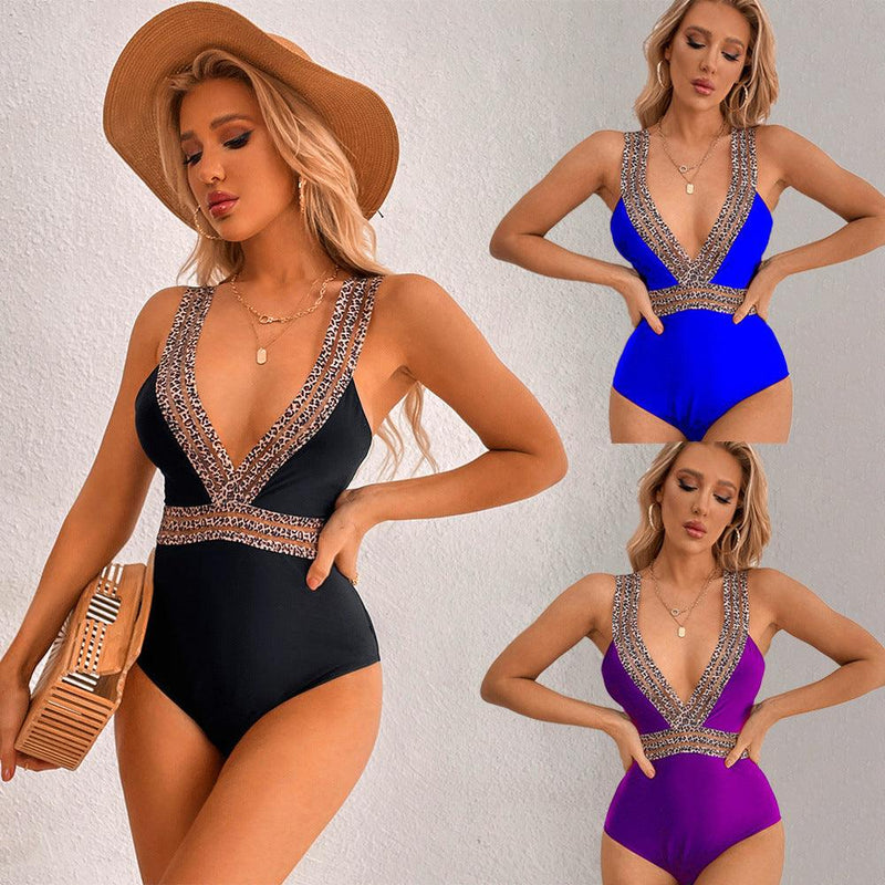 Lace V-Neck Bikini High Waist One Piece - runwayfashionista.com