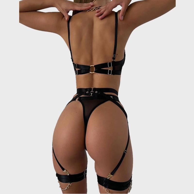 Four-Piece Front Buckle Underwear Set - runwayfashionista.com