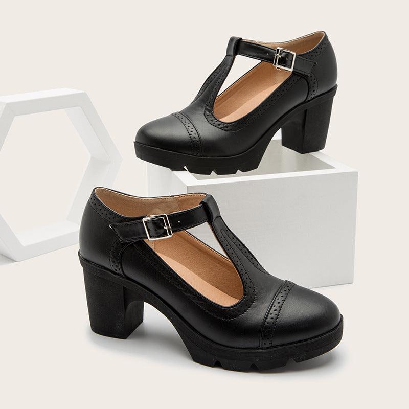 Thick High Heel Work Shoes - runwayfashionista.com