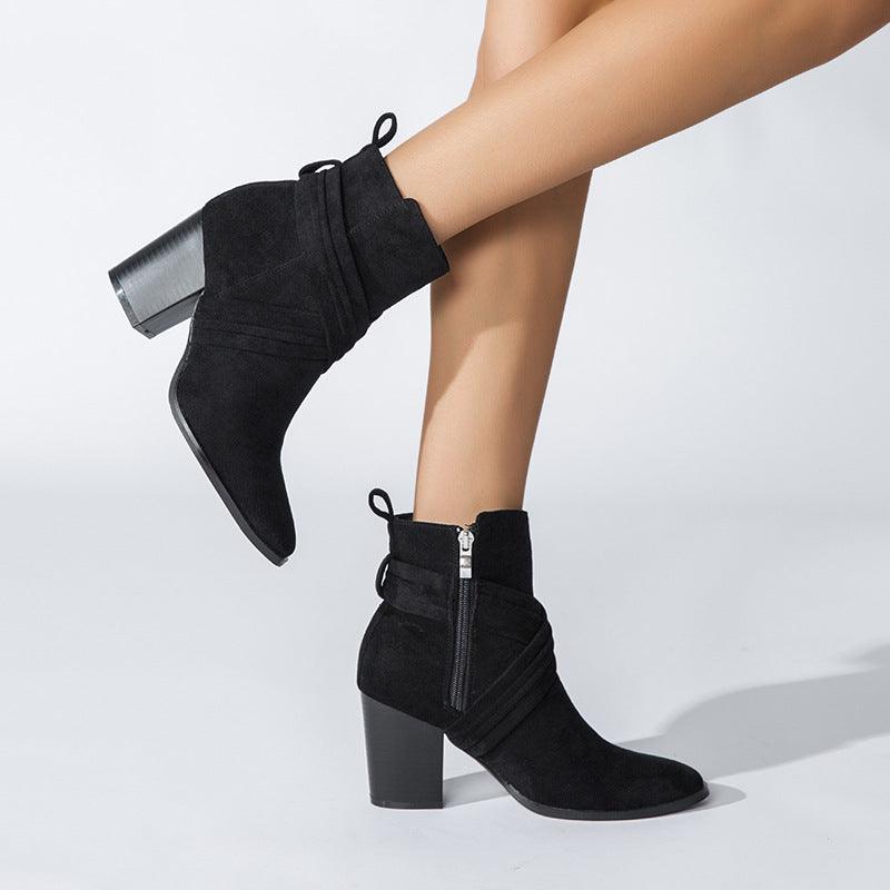 Coarse Heels Square Suede Boots - runwayfashionista.com