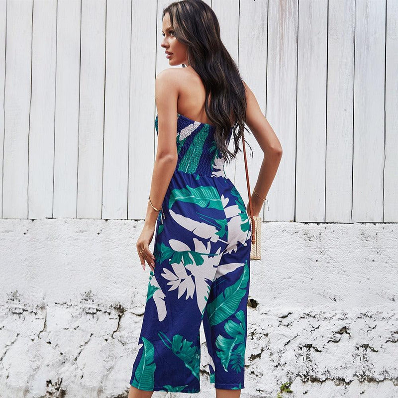 Chest Wrapped Digital Printed Jumpsuit - runwayfashionista.com