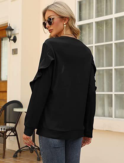 Casual Round Neck Pleated Long Sleeve Blouse - runwayfashionista.com