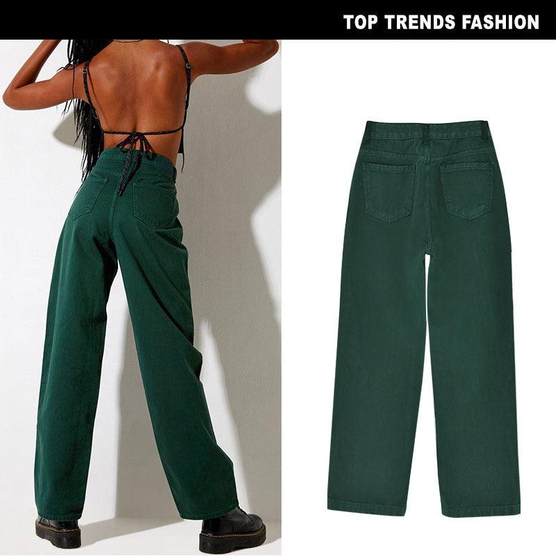 High Waist Loose Straight Trousers - runwayfashionista.com