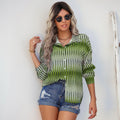 Lapel Long-Sleeved Striped Shirt - runwayfashionista.com