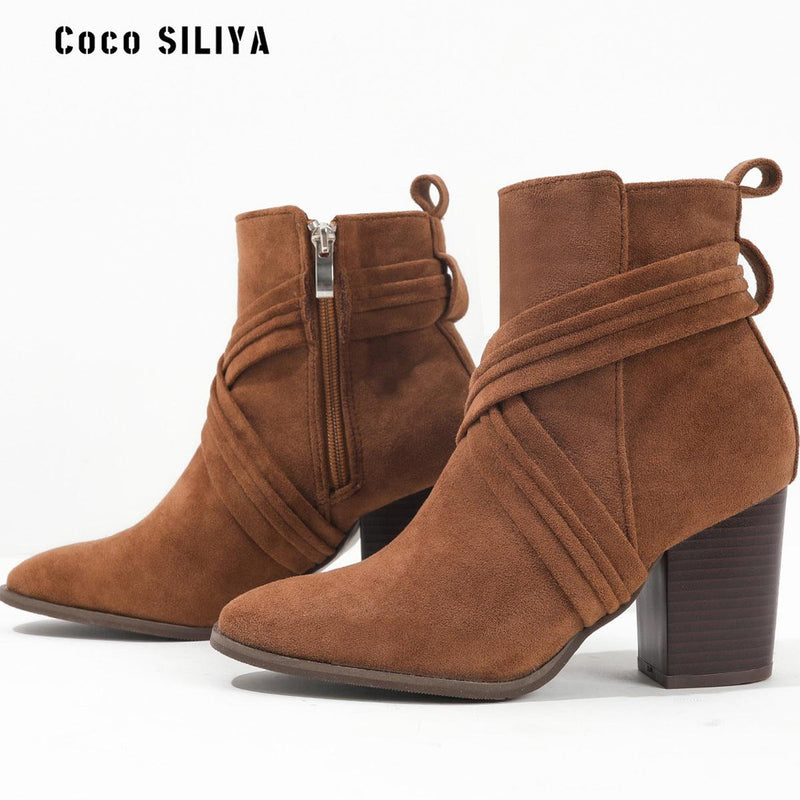 Coarse Heels Square Suede Boots - runwayfashionista.com