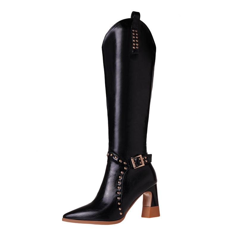 High Heels Pointed Toe Knee High Boots - runwayfashionista.com