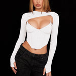 Long Sleeve Navel Short T-Shirt - runwayfashionista.com