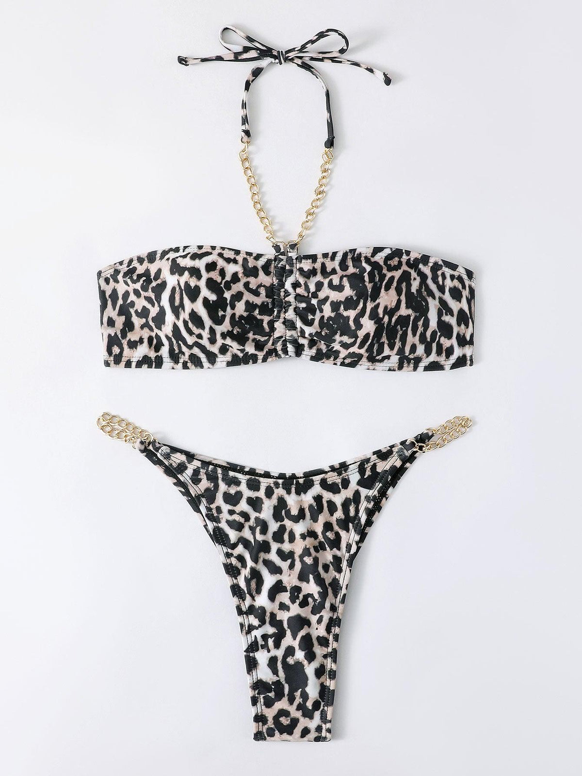 Leopard Chain Bikini - runwayfashionista.com