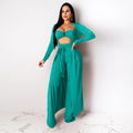 Long-Sleeved Cloak Vest Pants Three-Piece Set - runwayfashionista.com