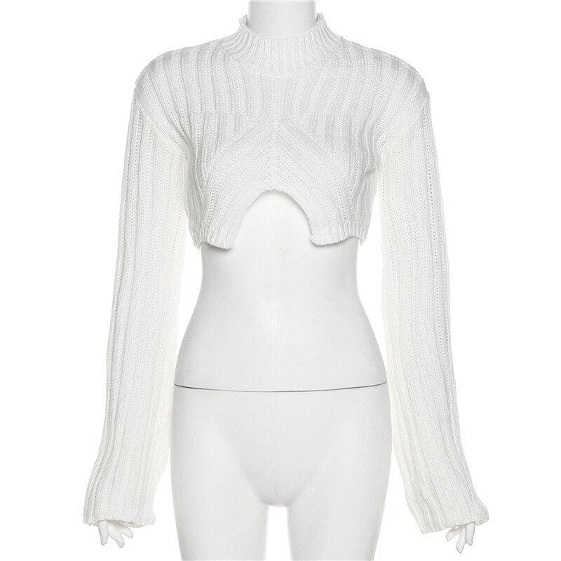 Crop Top Long Sleeve Knit - runwayfashionista.com