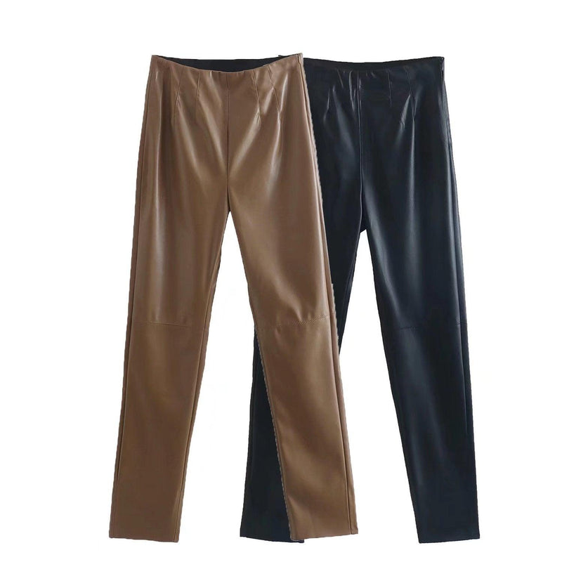 Faux Leather High Waist Pants - runwayfashionista.com