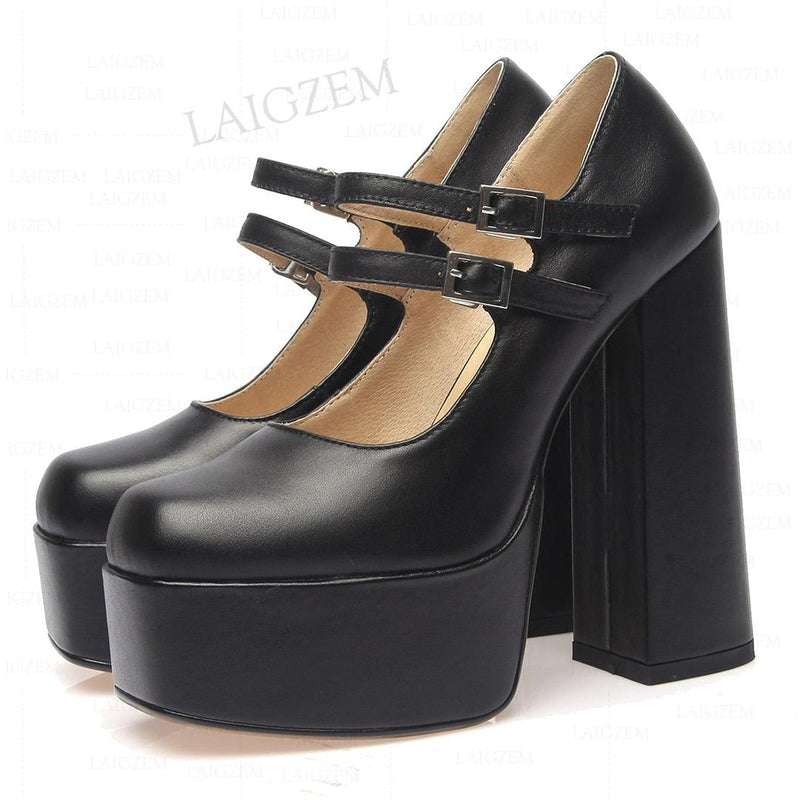 Fashion Buckle Super High Heels - runwayfashionista.com