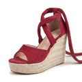 Lace Up Rope Bottom Wedge - runwayfashionista.com