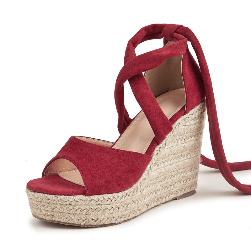 Lace Up Rope Bottom Wedge - runwayfashionista.com