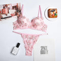 Flower Embroidery Girl Underwear With Chest Pad - runwayfashionista.com