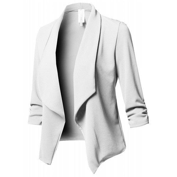 Long Sleeve Asymmetrical Casual Blazers - runwayfashionista.com