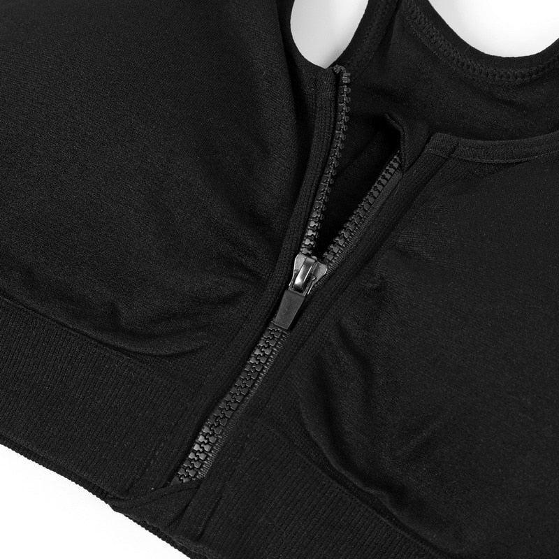 Zipper Push Up Sports Bras - runwayfashionista.com