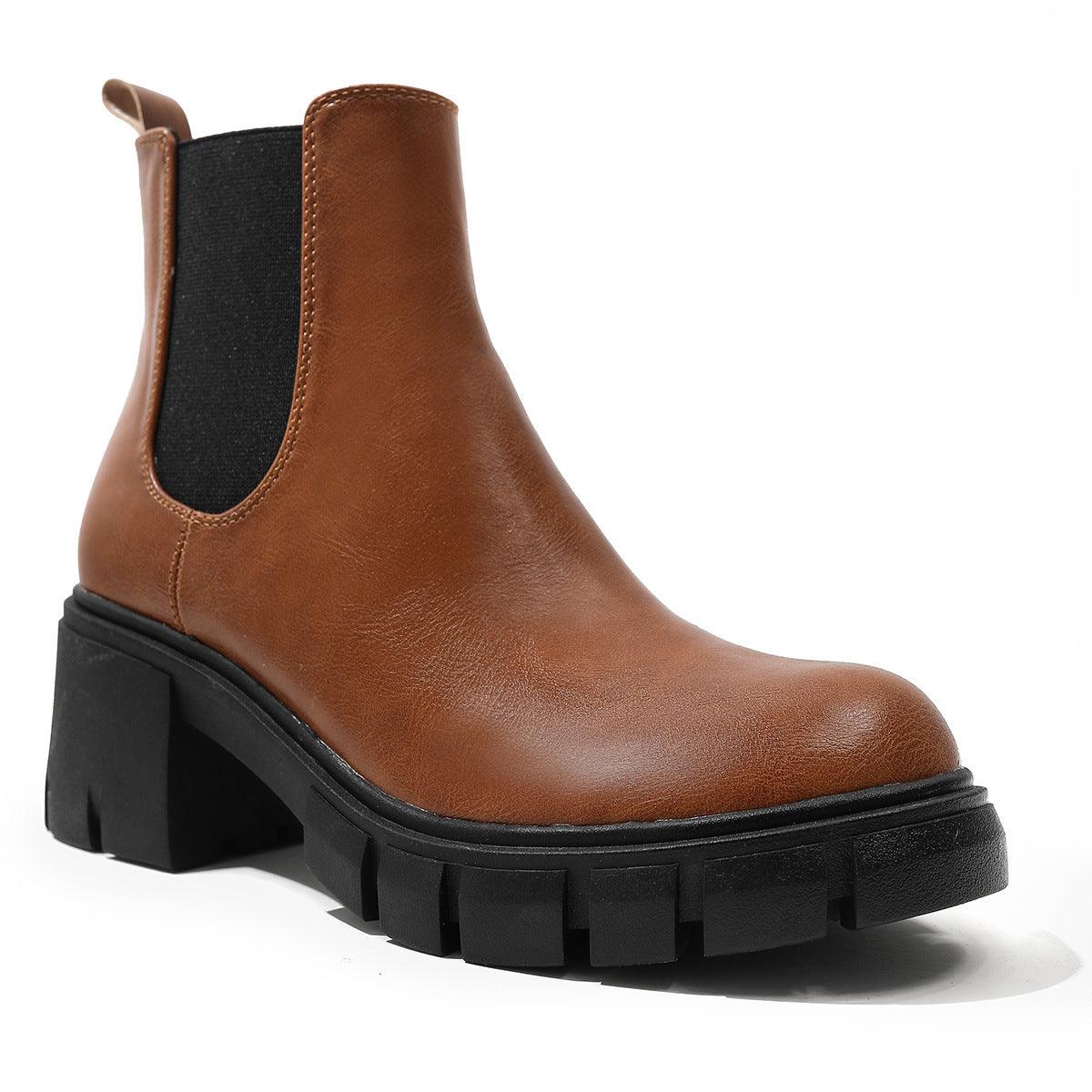 Heavy Heeled Thick Soled Martin Boots - runwayfashionista.com