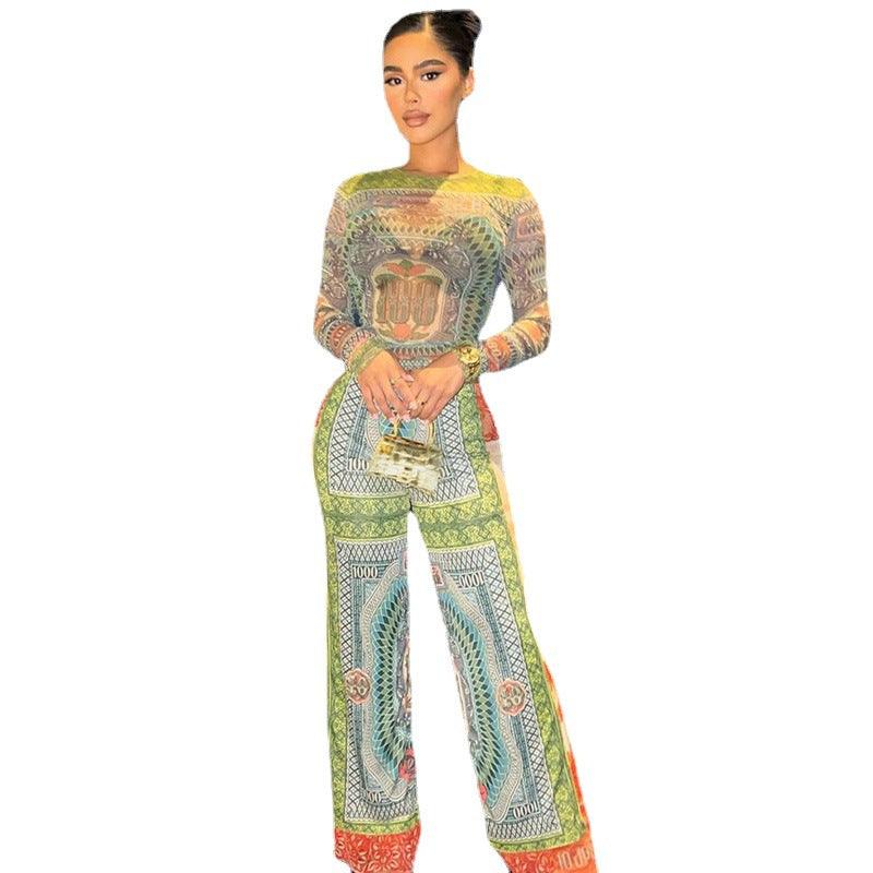 Long Sleeve Top High Waist Pants Set - runwayfashionista.com