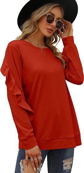 Casual Round Neck Pleated Long Sleeve Blouse - runwayfashionista.com