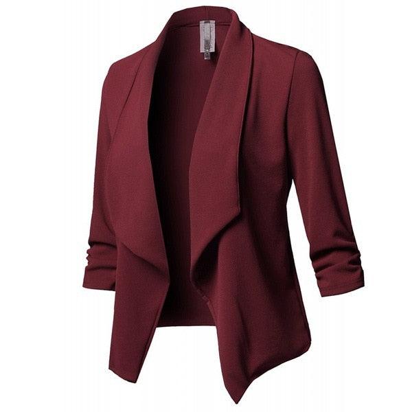 Long Sleeve Asymmetrical Casual Blazers - runwayfashionista.com