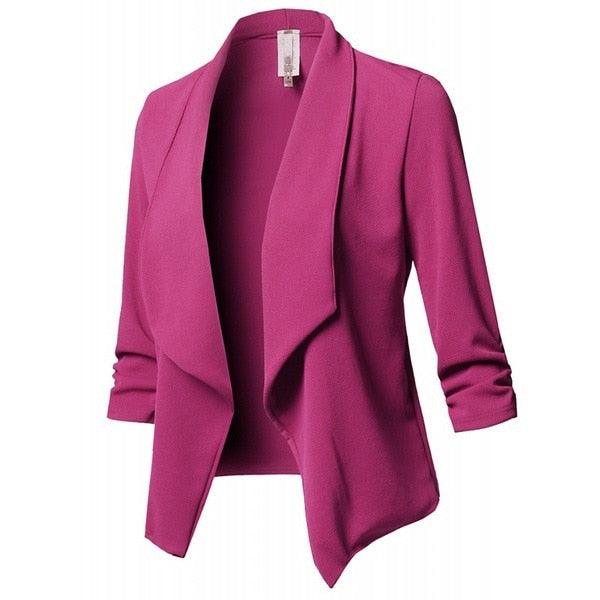 Long Sleeve Asymmetrical Casual Blazers - runwayfashionista.com