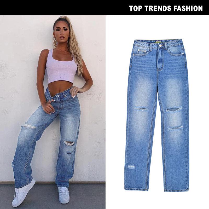 High Waist Straight Loose Daddy Jeans - runwayfashionista.com