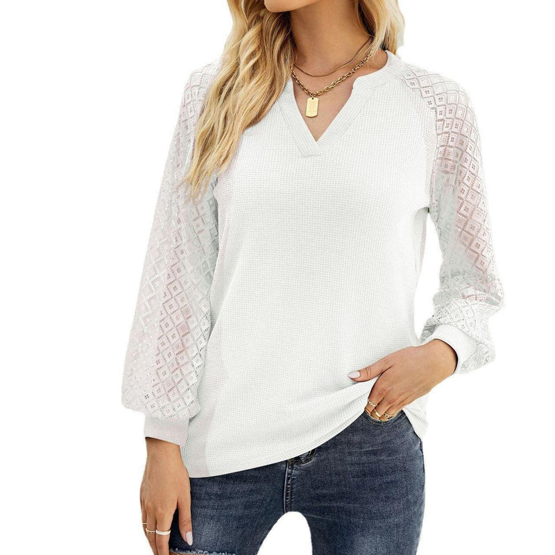 Long-Sleeved V-Neck T -Shirt - runwayfashionista.com