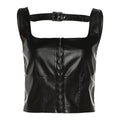 Single Breasted Slim PU Crop - runwayfashionista.com